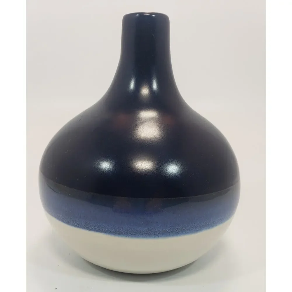 Hand Dipped Blue& White Vases For Decorative Use Only 9-1/2